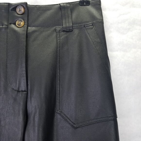 Maeve Colette Pants Women's Sz 0 Black Faux Leather Wide Leg Anthropologie 28x31 - Picture 6 of 16